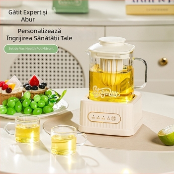 Oală de sănătate pentru ceai cu termostat digital, corp din sticlă, 500W, model MZS-500B, pentru 2-3 persoane