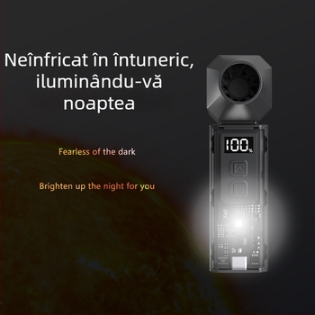 Ventilator portabil fără lame cu LED, flux turbo de 130.000 rpm, motor brushless, baterie încorporată de 6000 mAh