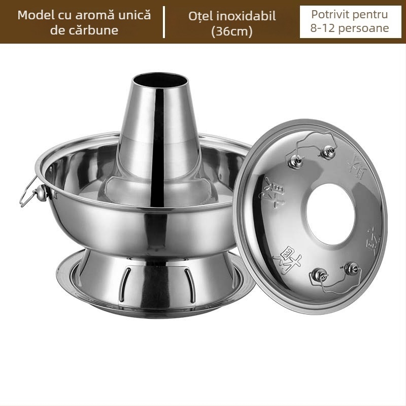 Hot pot în stil Chinezesc, imitație de cupru, oală din oțel inoxidabil 201, capacitate 2,1–4 L, marca Yaojia le, uz casnic, non-electric