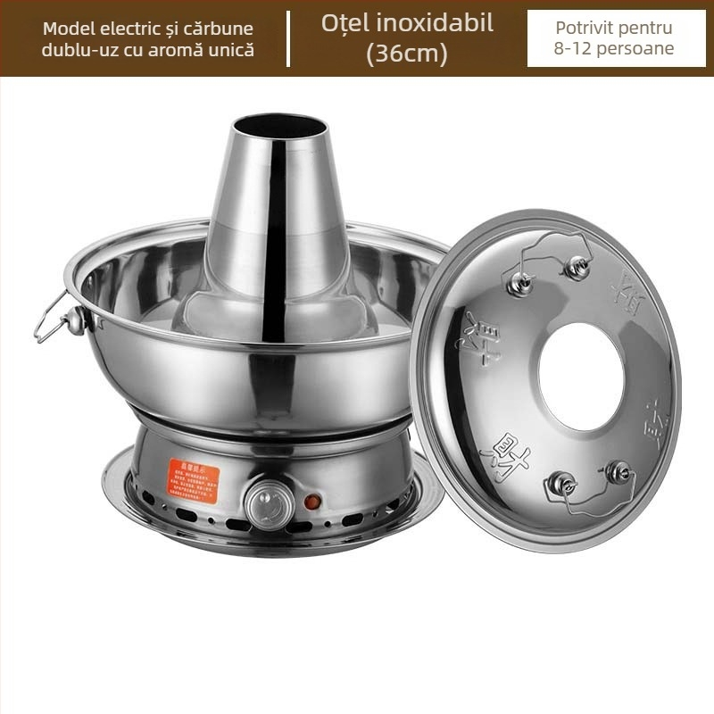 Hot pot în stil Chinezesc, imitație de cupru, oală din oțel inoxidabil 201, capacitate 2,1–4 L, marca Yaojia le, uz casnic, non-electric