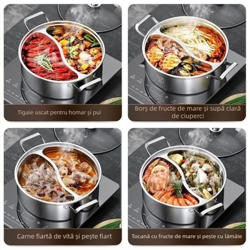 Hot pot din oțel inoxidabil 304, capacitate 2,1–4 L, fără electricitate, marcă Unique
