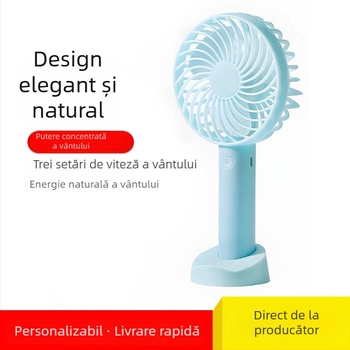Ventilator de mână fără palete, USB, cu baterie detașabilă 500-800 mAh, motor brushless, 3 trepte de viteză, portabil și silențios (≤36 dB).