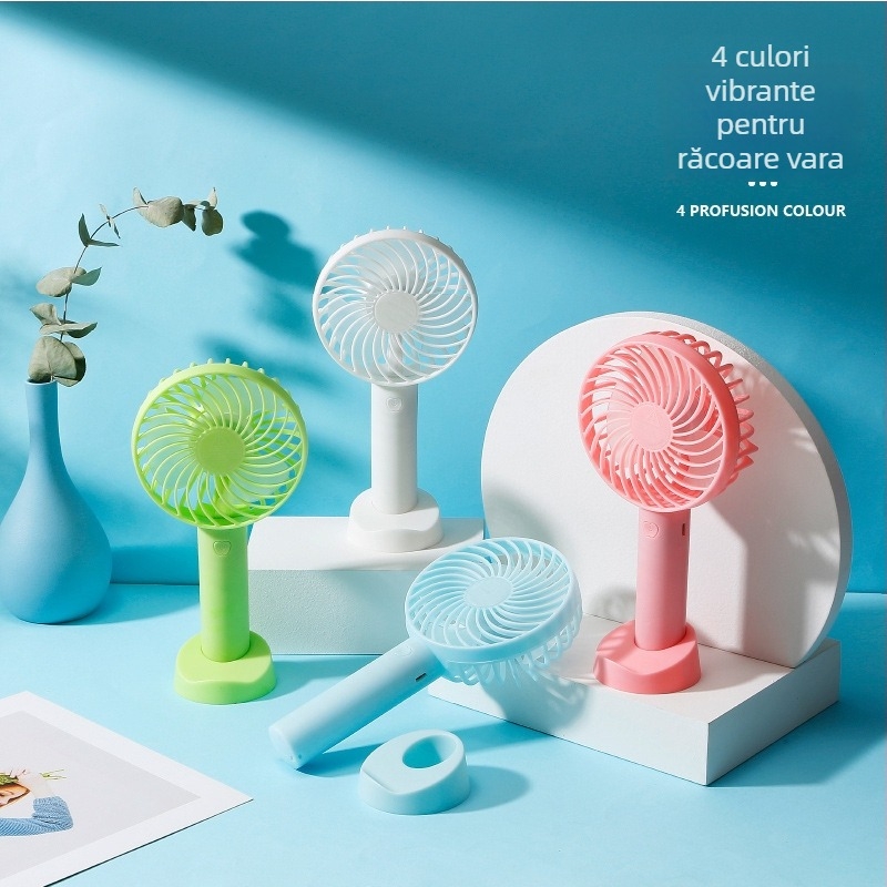 Ventilator de mână fără palete, USB, cu baterie detașabilă 500-800 mAh, motor brushless, 3 trepte de viteză, portabil și silențios (≤36 dB).