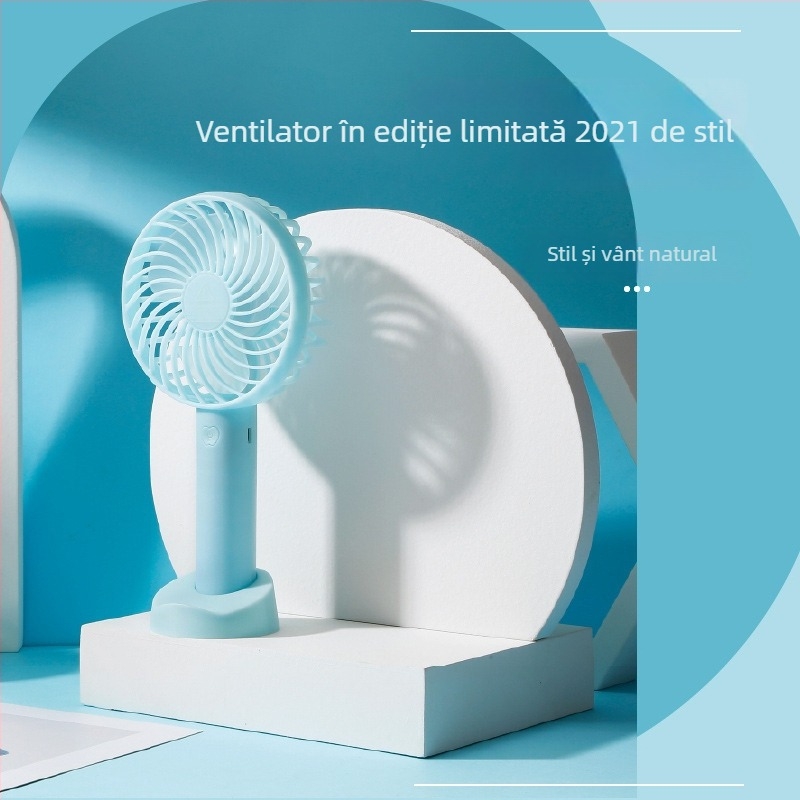 Ventilator de mână fără palete, USB, cu baterie detașabilă 500-800 mAh, motor brushless, 3 trepte de viteză, portabil și silențios (≤36 dB).
