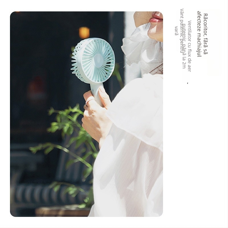 Ventilator de mână fără palete, USB, cu baterie detașabilă 500-800 mAh, motor brushless, 3 trepte de viteză, portabil și silențios (≤36 dB).