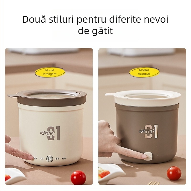Oală electrică mini pentru cămin, capacitate până la 2 L, pentru 1 persoană, control cu buton, liner antiaderent, curățare într-o singură piesă