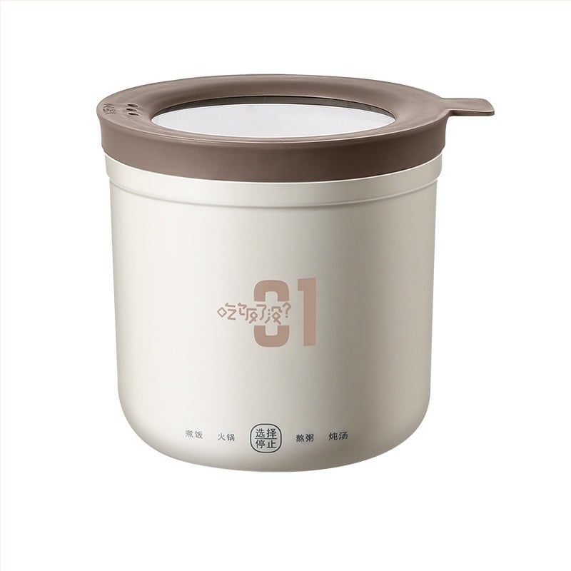 Oală electrică mini pentru cămin, capacitate până la 2 L, pentru 1 persoană, control cu buton, liner antiaderent, curățare într-o singură piesă