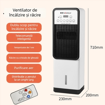 Ventilator fără palete pentru răcire și încălzire, cu încălzitor vertical, 1800W, 220V, telecomandă, 3 trepte de viteză, temporizator de 8 ore