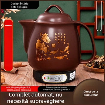 Oală ceramică pentru decoct OFN01, 2-3 L, 220V, 450W, termostat KSD, control cu buton, pentru 1 persoană