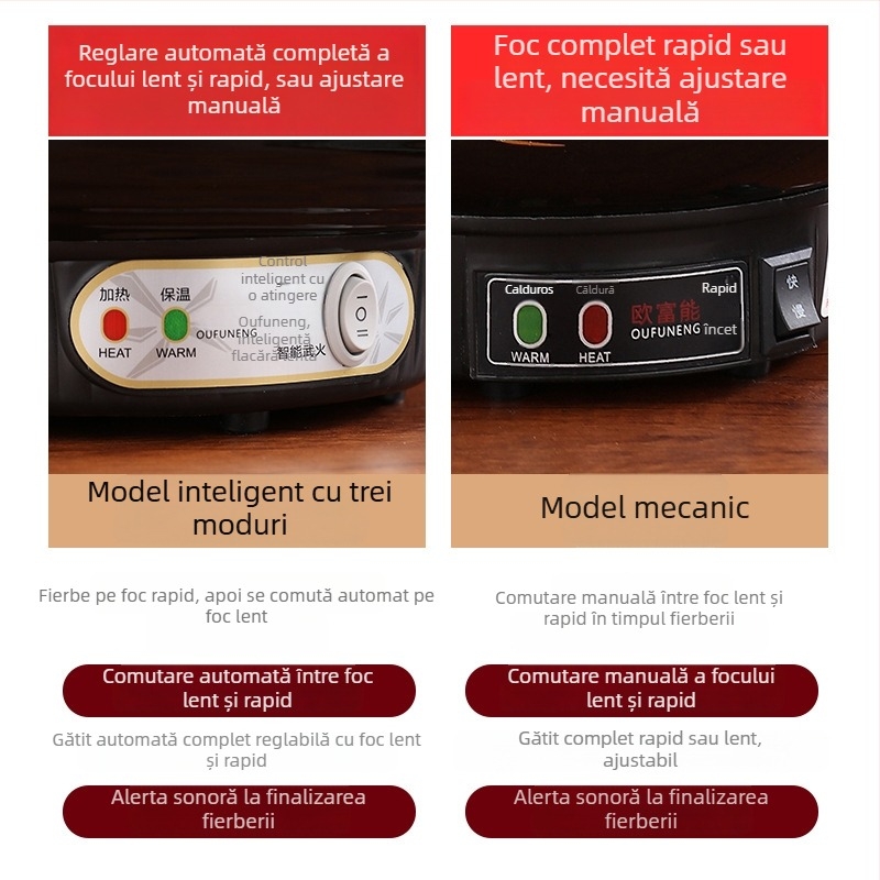 Oală ceramică pentru decoct OFN01, 2-3 L, 220V, 450W, termostat KSD, control cu buton, pentru 1 persoană