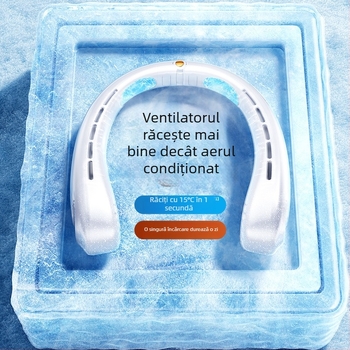 Ventilator portabil pentru gât, alimentare USB, putere nominală 5W, 4 viteze, baterie încorporată 500–800 mAh, autonomie 3–6 ore