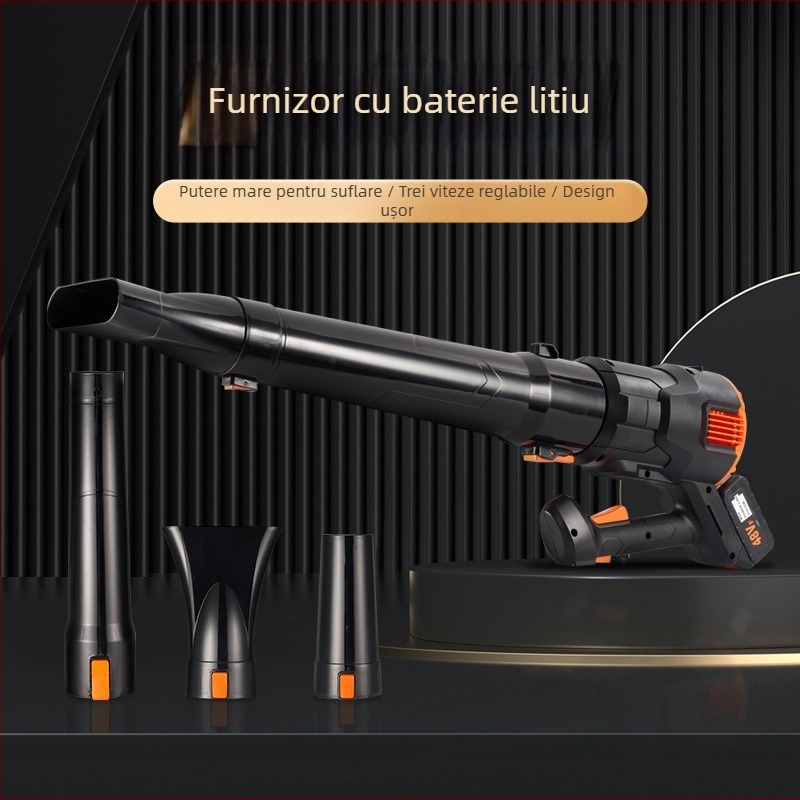 Suﬂant de aer portabil alimentat cu baterie litiu reîncărcabilă, 21V, interval de tensiune AC/DC ≤50V, pentru curățarea prafului, zăpezii și frunzelor