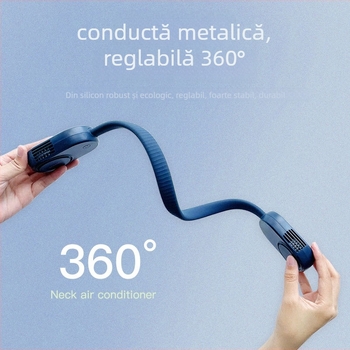 Ventilator de gât fără palete USB reîncărcabil, 3 trepte, 3,7V, 5W, zgomot sub 40 dB