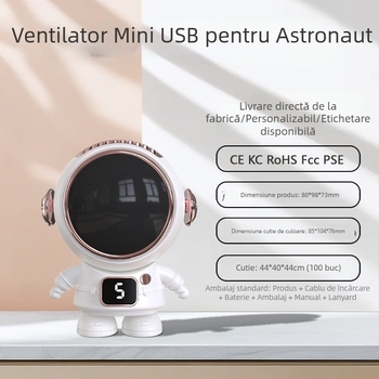 Ventilator pentru gât cu încărcare USB, fără palete, logo personalizabil, baterie încorporată 800–1000 mAh, 5 viteze