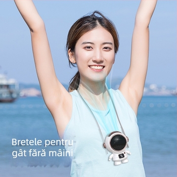 Ventilator pentru gât cu încărcare USB, fără palete, logo personalizabil, baterie încorporată 800–1000 mAh, 5 viteze