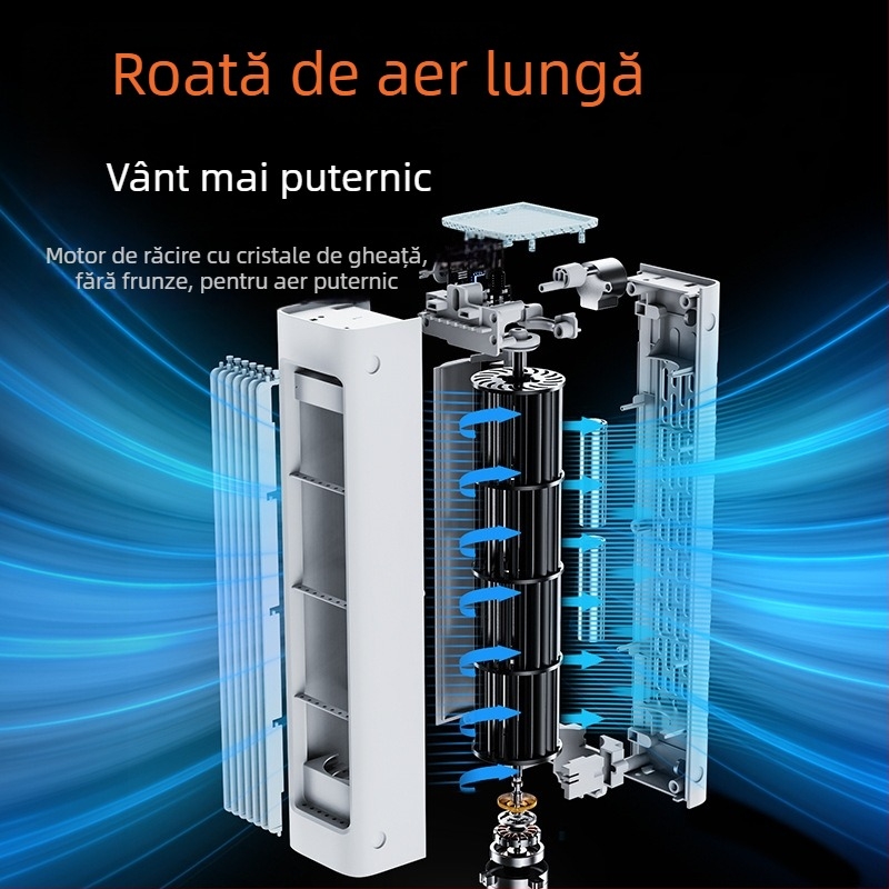Ventilator tip turn fără palete, portabil, alimentare USB, pentru birou și montaj pe perete, cap rotativ, vânt natural, 5V/7W, baterie încorporată 2000–4000 mAh, telecomandă, autonomie 6–8 ore