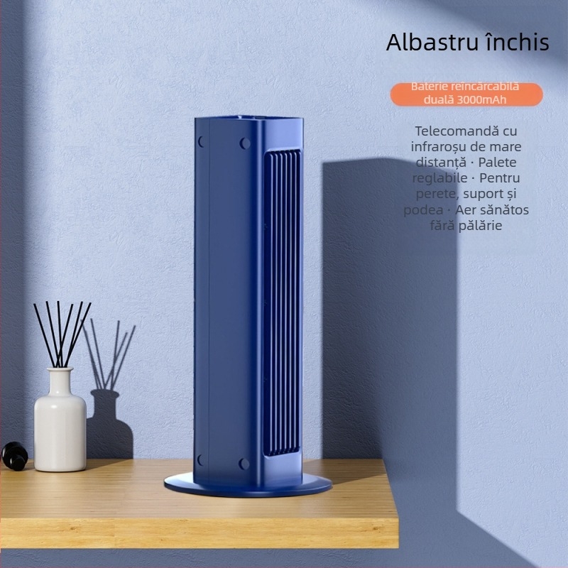 Ventilator tip turn fără palete, portabil, alimentare USB, pentru birou și montaj pe perete, cap rotativ, vânt natural, 5V/7W, baterie încorporată 2000–4000 mAh, telecomandă, autonomie 6–8 ore