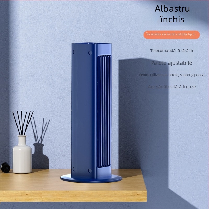 Ventilator tip turn fără palete, portabil, alimentare USB, pentru birou și montaj pe perete, cap rotativ, vânt natural, 5V/7W, baterie încorporată 2000–4000 mAh, telecomandă, autonomie 6–8 ore