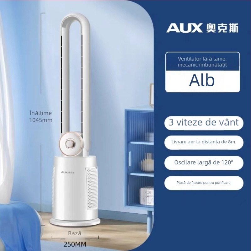 Ventilator fără palete pentru podea/ birou cu cap oscilant – 60W, 220V, 36–45 dB, 3 viteze, pentru 21–30 m²