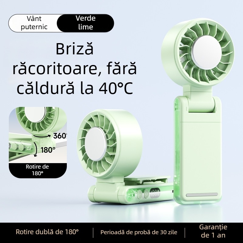 Ventilator portabil fără palete cu clips și design pentru gât, pliabil, USB reîncărcabil, baterie 2000–4000 mAh, motor brushless, 5 trepte de viteză