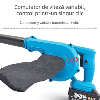 Uscător de păr fără fir cu baterie litiu, cu colector de praf încorporat, baterie 21V DC, intrare încărcare 220V