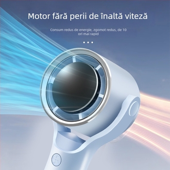 Ventilator fără palete cu 5 trepte, motor fără perii, cap oscilant, design desktop/handheld, USB și baterie Li-ion încorporată