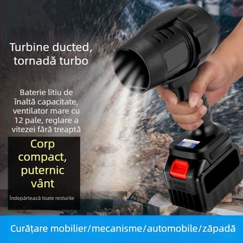Suflător fără fir cu baterie Li‑Ion 21V – Turbină ductată, reîncărcabil, pentru spălarea mașinii, eliminarea prafului și suflarea zăpezii