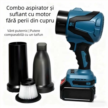 Suﬂoare de aer cu motor fără perii din cupru – funcție duală (fugare/aspirație), ventilator turbina mică de înaltă viteză, baterie Li-ion reîncărcabilă, 21V