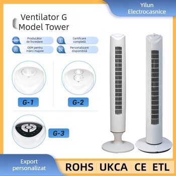 Ventilator turn fără lame pentru uz casnic, 110–127V AC, 45W, temporizator 2–8 ore, oscilant, telecomandă