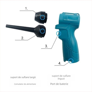 Pistol pentru îndepărtarea prafului cu motor fără perii, 12V — mini dispozitiv de curățare pentru casă și mașină, pe birou, baterie Li‑ion, 12V nominal, interval 7,4–12V