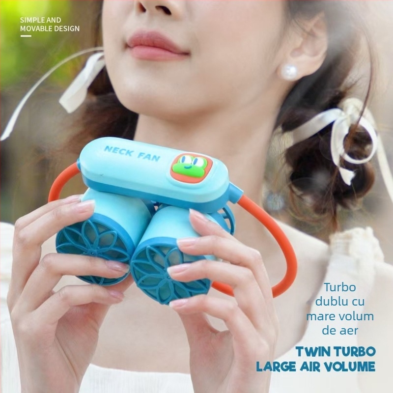 Ventilator pentru gât, fără palete, încărcare USB, 3 viteze, baterie încorporată 1200–2000 mAh
