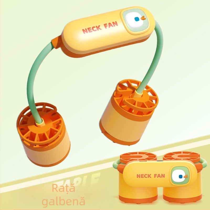 Ventilator pentru gât, fără palete, încărcare USB, 3 viteze, baterie încorporată 1200–2000 mAh