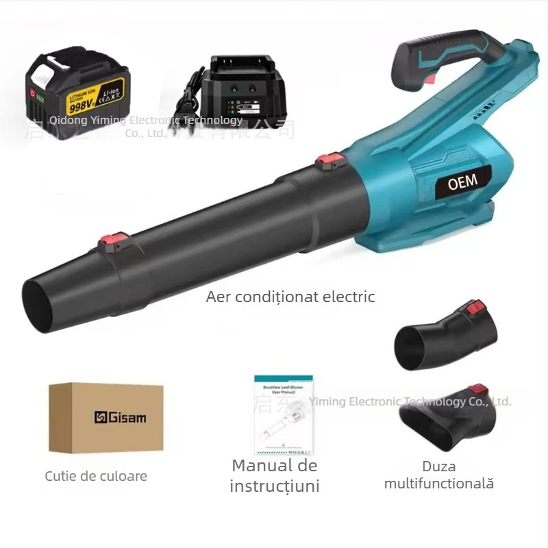 Suflător fără peri, fără fir, pentru zăpadă, frunze și curte – reglare a vitezei fără trepte, baterie Li‑ion reîncărcabilă, 21V nominal, interval 16,8–21V