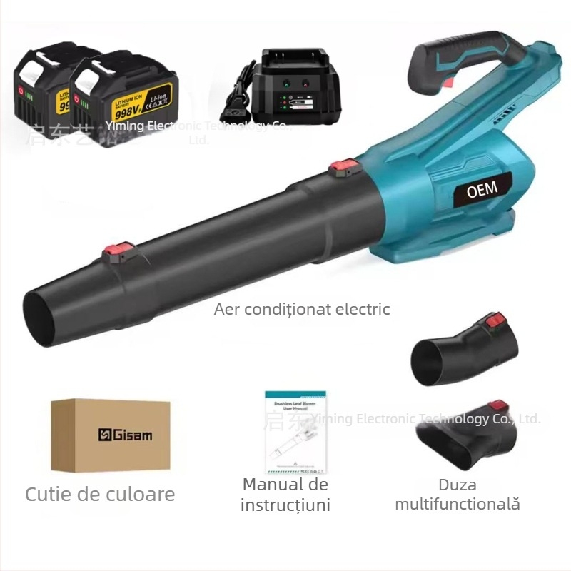 Suflător fără peri, fără fir, pentru zăpadă, frunze și curte – reglare a vitezei fără trepte, baterie Li‑ion reîncărcabilă, 21V nominal, interval 16,8–21V