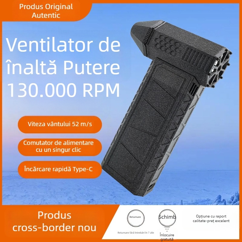 Ventilator cu turbină alimentat prin USB, baterie încorporată de 4000mAh, 3 viteze de vânt, 8,4V nominal, 120W nominal (180W max) rating