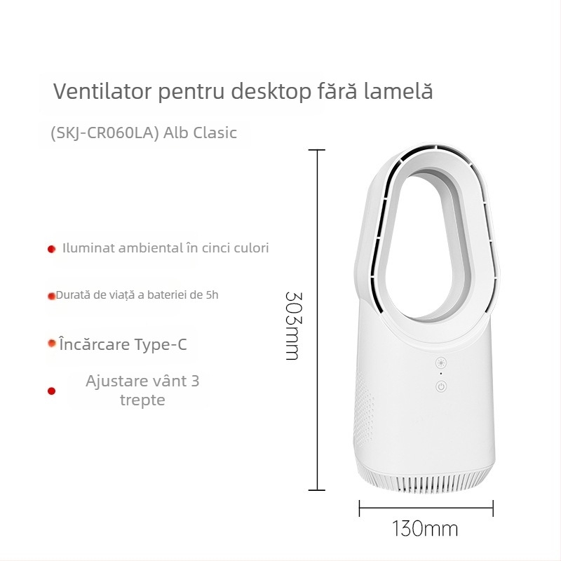 Ventilator tip turn fără palete, model 060A, alimentare USB 5V/6W, motor brushless, control cu ecran tactil