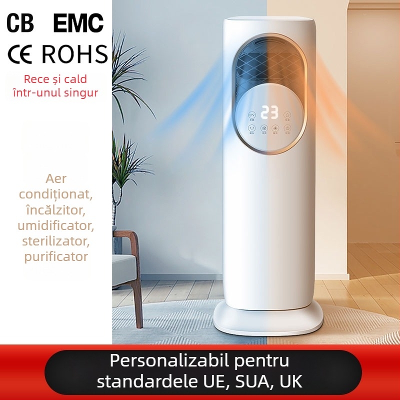 Milian 5A Ventilator cu funcție de încălzire și răcire, fără palete, cu umidificare și dezinfectare, 1880W, 220V, 3 viteze, rezervor de apă 1.0–2.5 L, telecomandă