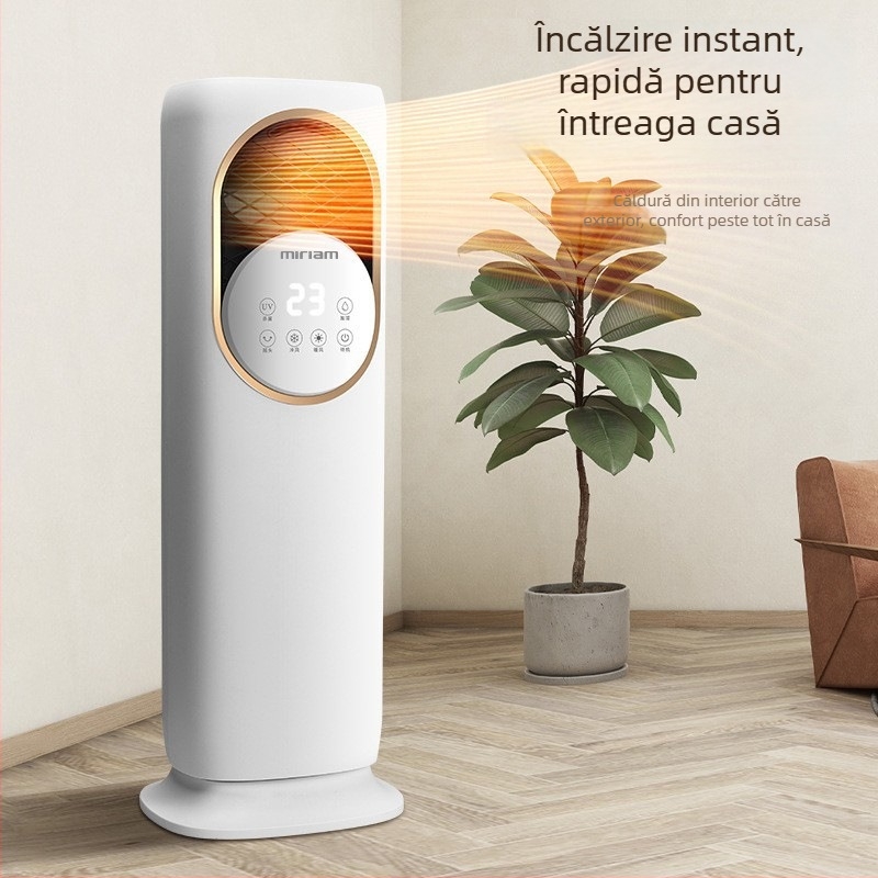 Milian 5A Ventilator cu funcție de încălzire și răcire, fără palete, cu umidificare și dezinfectare, 1880W, 220V, 3 viteze, rezervor de apă 1.0–2.5 L, telecomandă