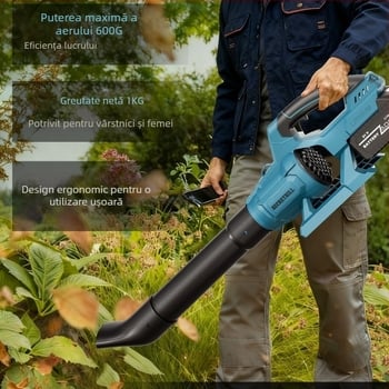 Suflător industrial cu baterie litiu-ion, 21V, fără vid, puternic