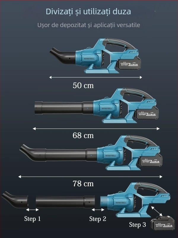 Suflător industrial cu baterie litiu-ion, 21V, fără vid, puternic