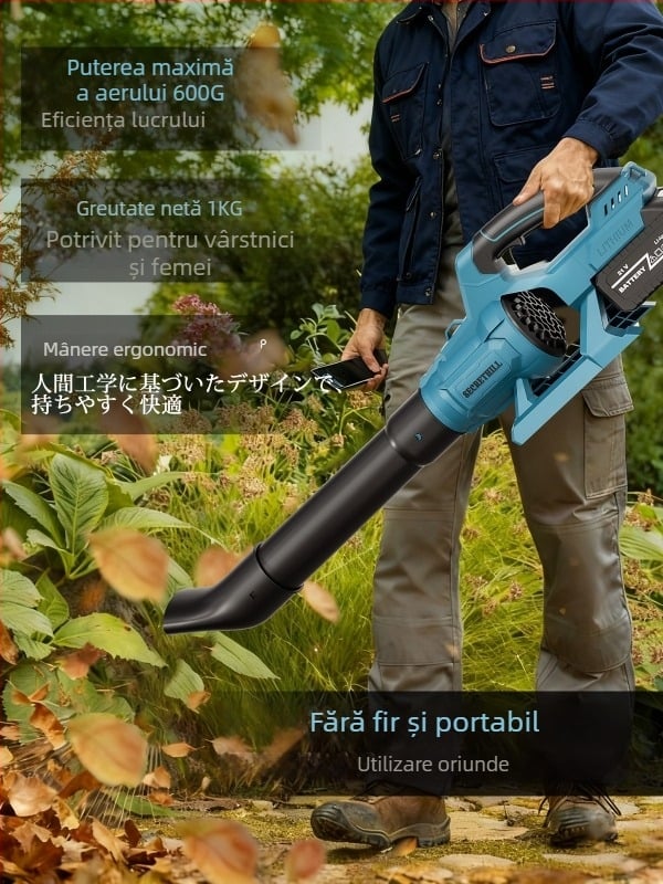 Suflător industrial cu baterie litiu-ion, 21V, fără vid, puternic