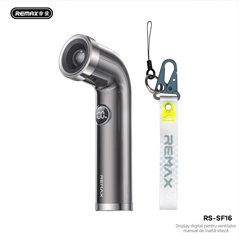 Remax Turbo Vortex ventilator de mână fără palete, USB reîncărcabil, 100 niveluri de viteză, foarte silențios sub 36 dB, baterie Li-ion încorporată 2000–4000 mAh