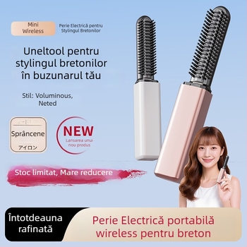 Mini perie termică fără fir pentru păr — acoperire titan-auriu, element de încălzire diametru ≤15 mm, 18W, 3,7V, reglare temperatură în 1 treaptă