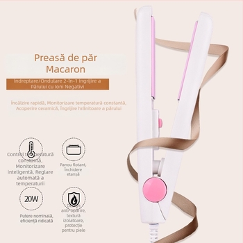 Mini ondulator și placă de îndreptare dual-use cu acoperire ceramică, delicat cu părul, potrivit pentru cămine studențești