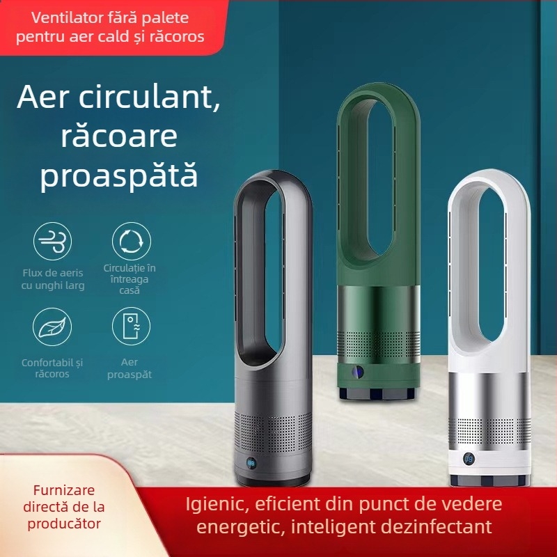 Ventilator fără palete pentru răcire și încălzire, 110V, 1400W, zgomot 45–50 dB, temporizator peste 8 ore, aer natural cu oscilație