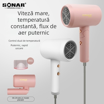 Uscător de păr pliabil, 1500W, 220V, aer rece/cald, 3 trepte de viteză