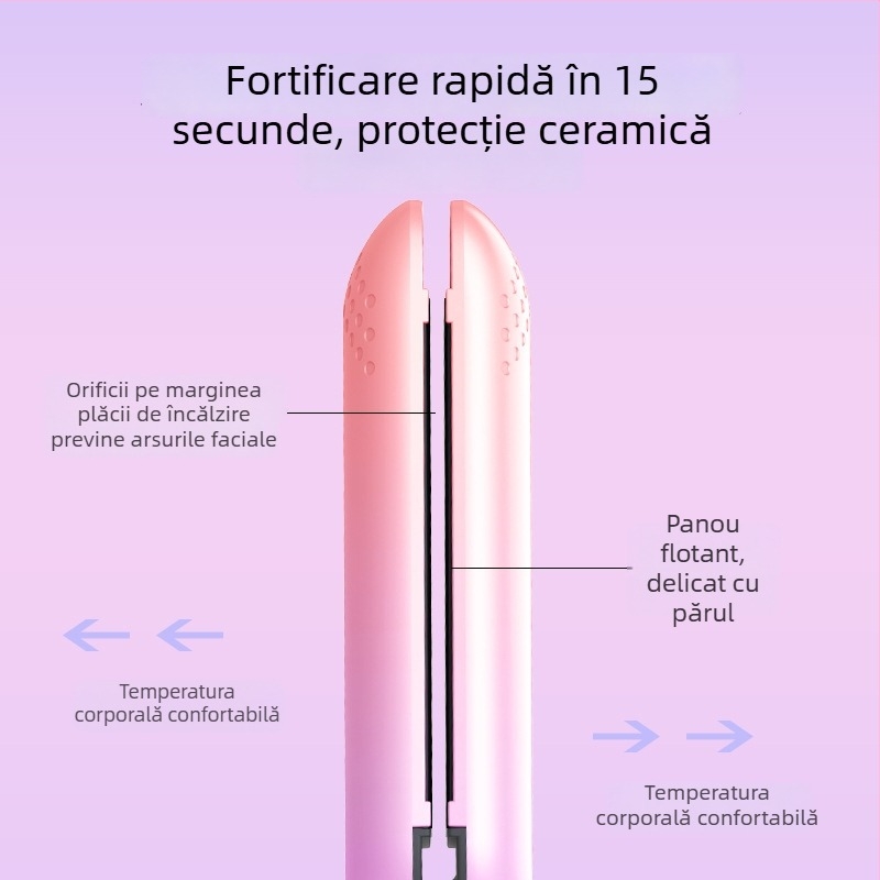 Aparat electric pentru îndreptare și ondulare păr, utilizare umedă și uscată, protecție a părului, temperatură reglabilă, plăci de netezire, netezire breton