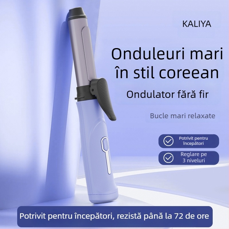 Ondulator fără fir, în stil coreean, tambur mare 31 mm+ — ceramic turmalin, pentru bucle și îndreptare, fixare de lungă durată