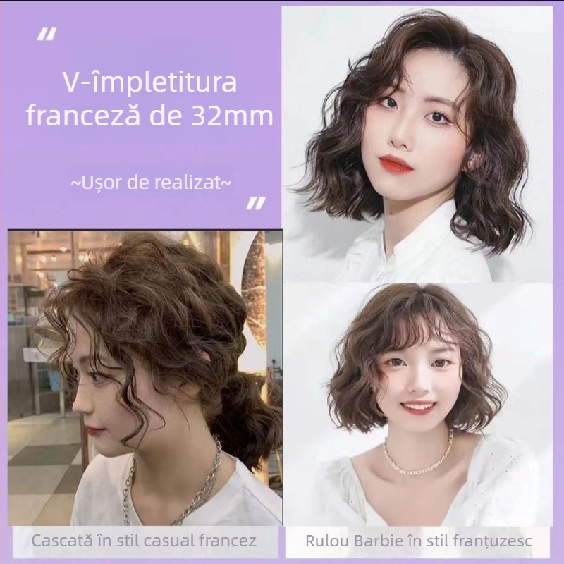 Fier de curling și îndreptat păr 3-în-1, cu încălzire din ceramică de turmalin, alimentare prin cablu, protecție la arsură, certificat CE