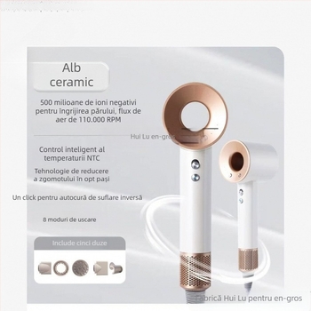 Uscător de păr Lefen 1600W, motor fără perii, ioni negativ pentru îngrijirea părului, 220V, 4 trepte de viteză, zgomot 60–70 dB, uscare rapidă